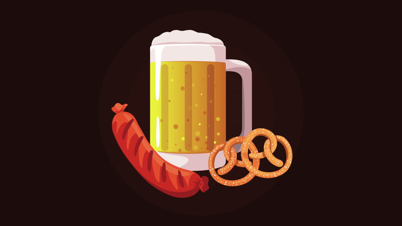 frasco de cerveza con animación de bebida de espuma