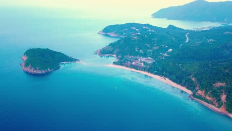 Koh-Ma-Push-In-of-Mae-Haad-Beach-Aerial-Drone-View-Tropical-Island-Destination-North-Koh-Phangan-Island-Gulf-of-Thailand