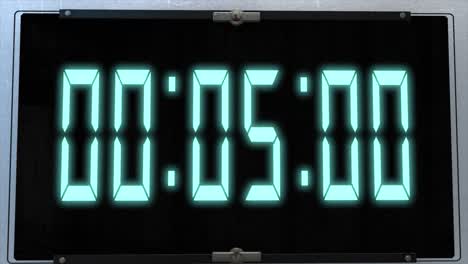 high quality cgi render of a digital countdown timer on a wall-mounted screen on a pale wall, with glowing blue numbers, counting down from 10 to zero, with with camera slowly pushing in dramatically