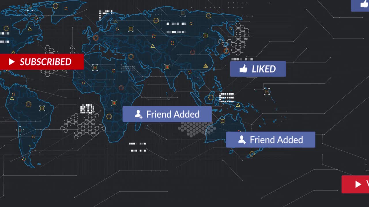 배경 지도에 대한 회로판 패턴 위의 알림 바에서 텍스트와 아이콘의 애니메이션