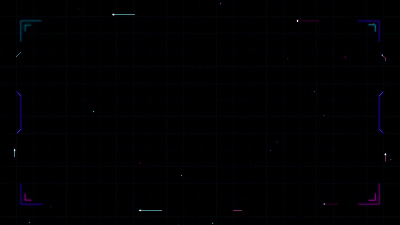 Digital HUD Interface Overlay with Grid and Floating Particles