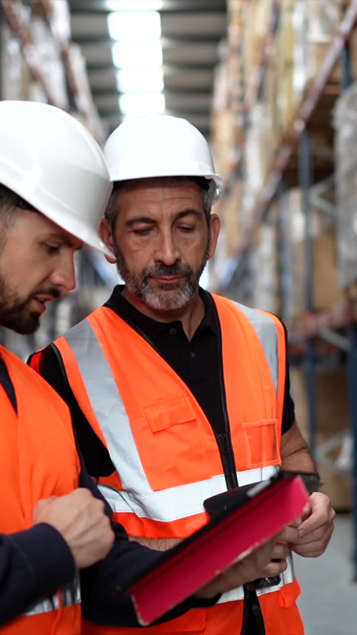 Warehouse workers checking inventory with scanner