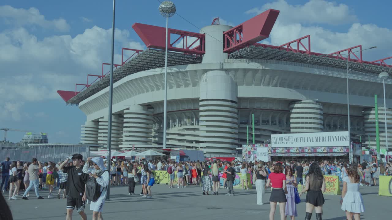 Large Crowd of People at a Taylor Swift Concert Outside San Siro Stadium in Milan