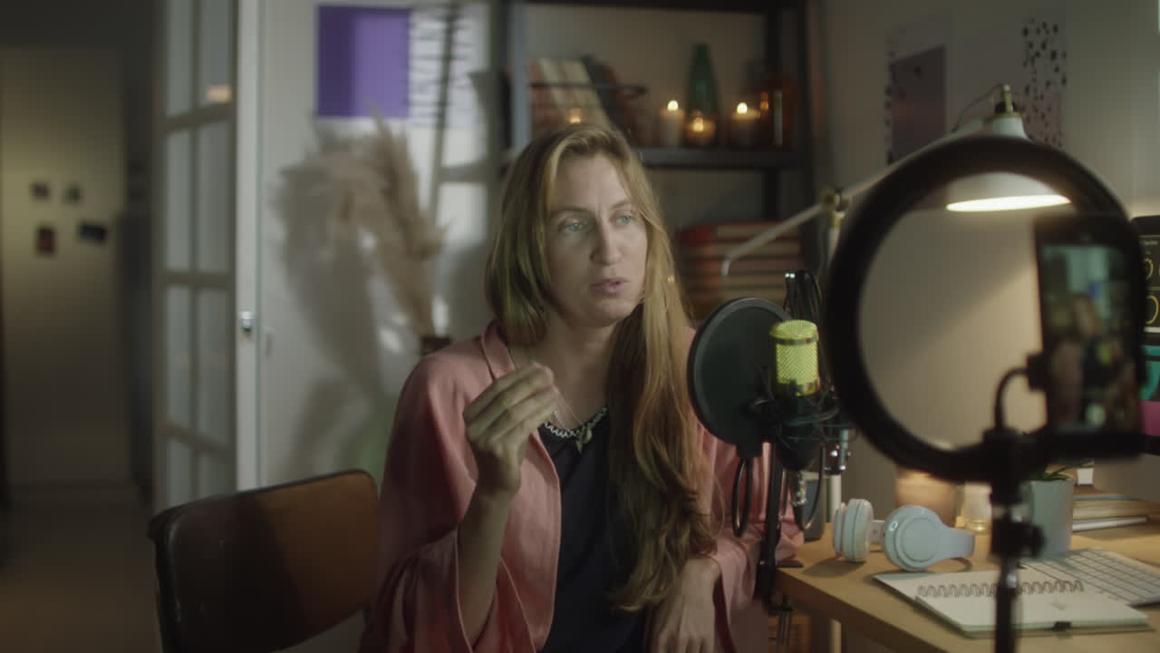 Female Blogger Going Live on Social Media Platform