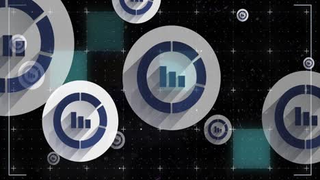 animación de redes de conexiones con iconos y procesamiento de datos