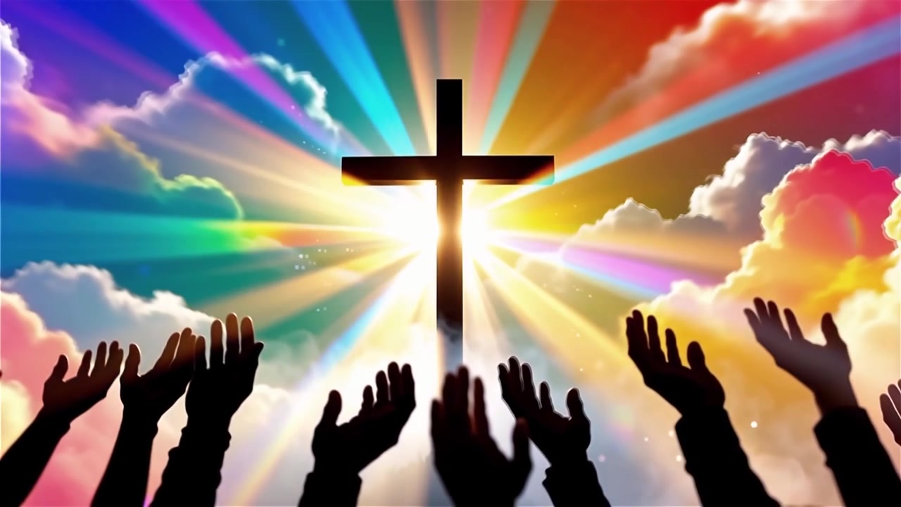 Christian Cross Heavenly Light Worship Background