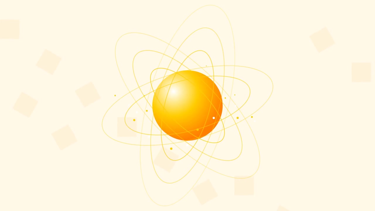 Animated Atom Model Rotating on Light Background