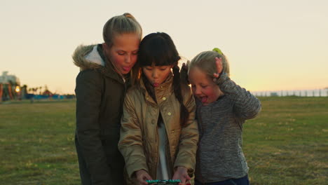 Phone,-children-and-friends-taking-a-selfie