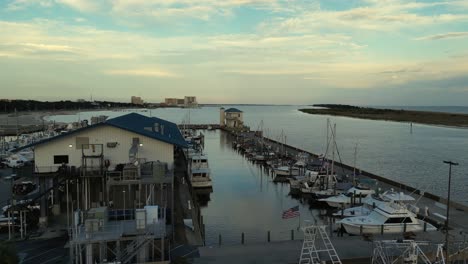 Aerial-view-of-marina-near-Biloxi,-Mississippi