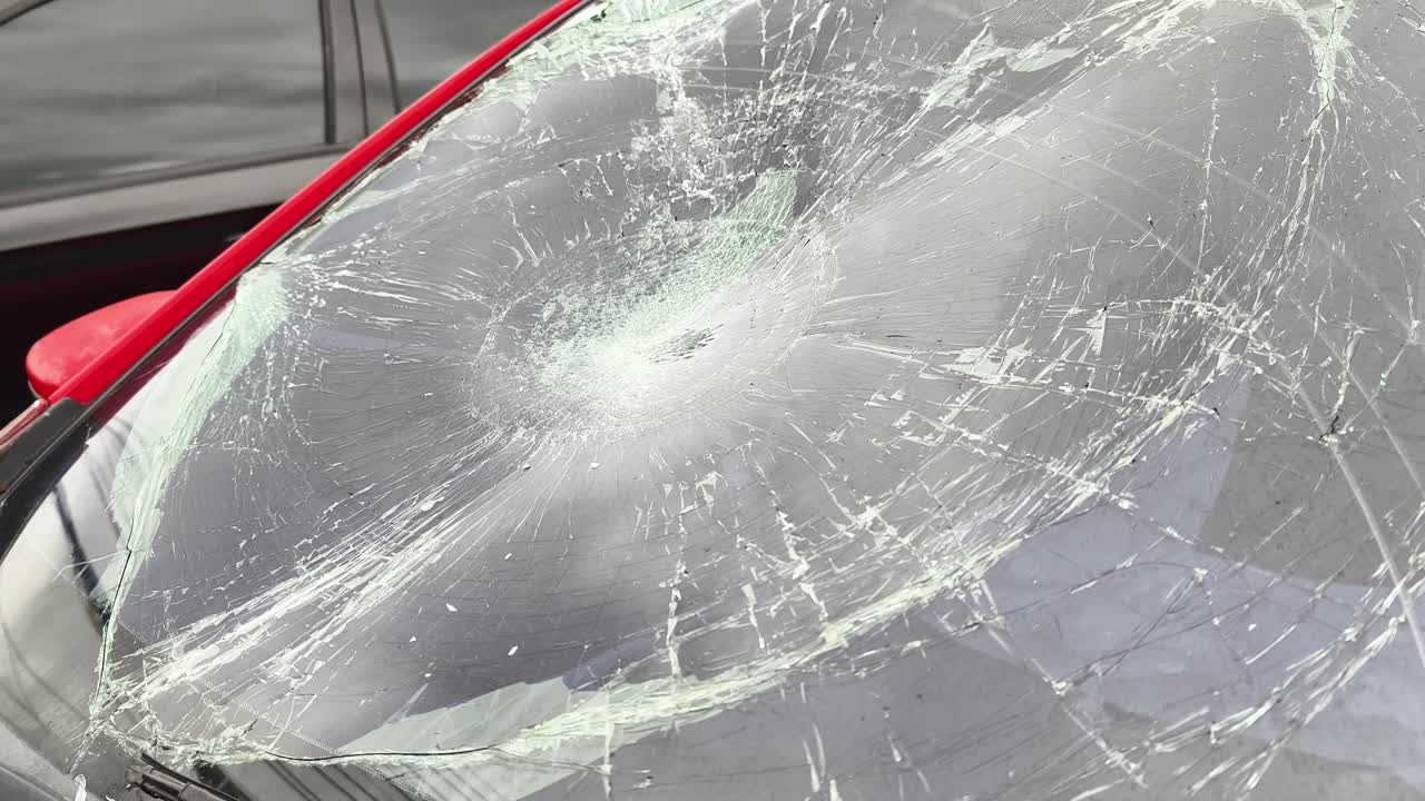 parabrisas dañado del automóvil