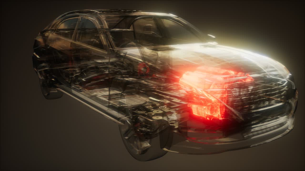 Premium stock video - Car engine visible in car