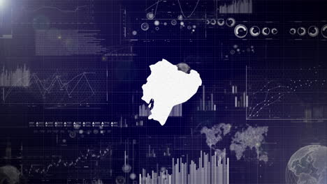 ecuador country corporate background with abstract elements of data analysis charts i showcasing data analysis technological video with globe,growth,graphs,statistic data of ecuador country