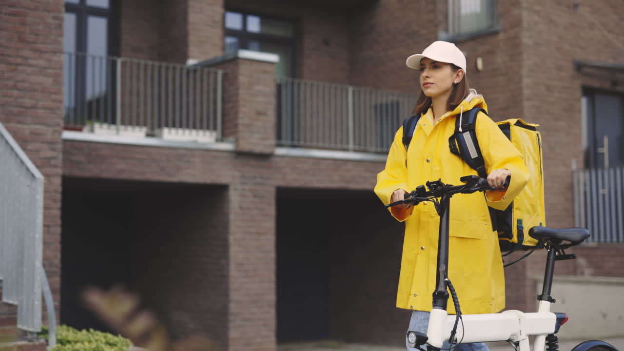 Woman delivering food on e-bike