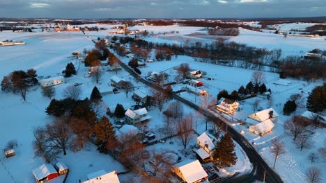 rural countryside view of houses and homes in small village in usa