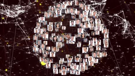Animation of globe of network of connections with people&#039;s photos