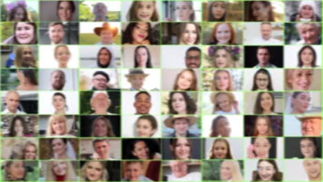 a mosaic of diverse, blurred human faces