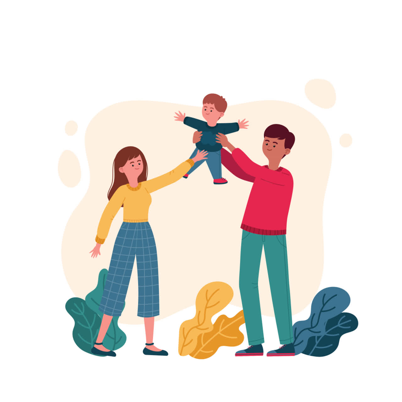 Happy Family with a Baby