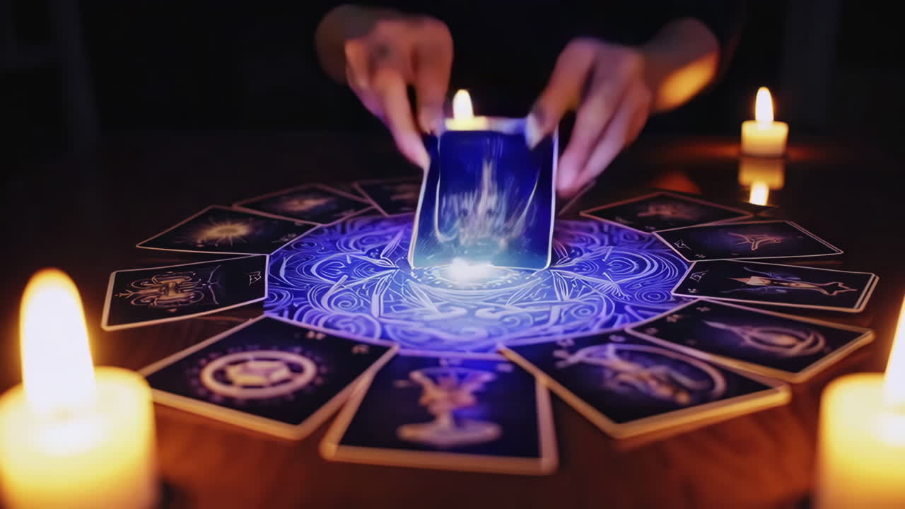 Tarot Card Reading with Candles and Flames