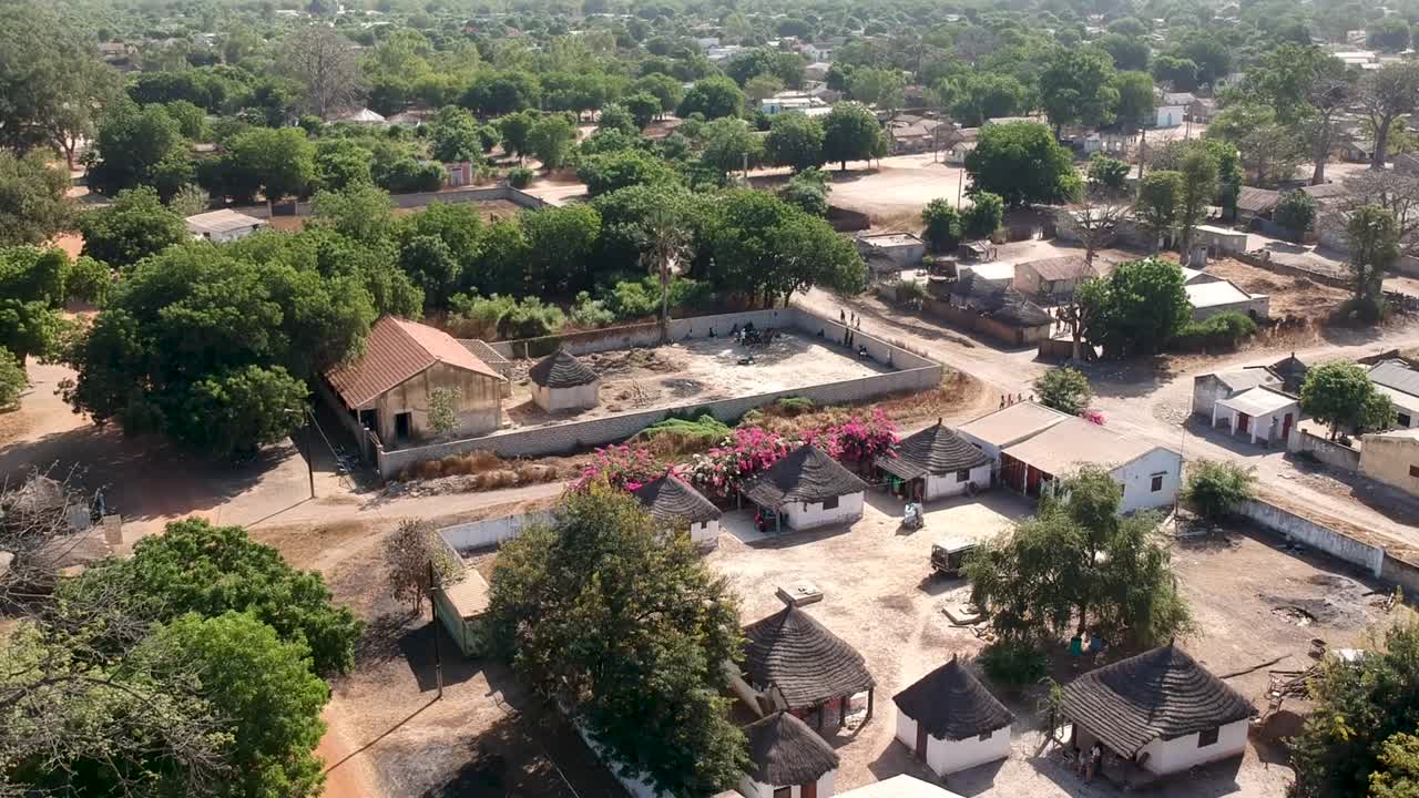 Drone shot of small village in Senegal west africa