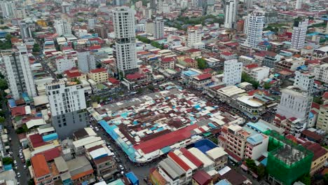 toul tom poung market russian market in phnom penh cambodia aerial