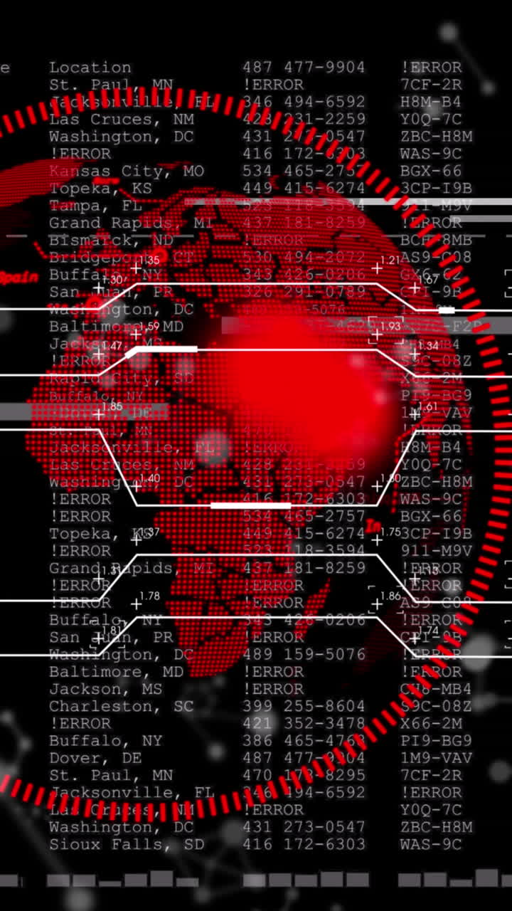 animación del globo y procesamiento de datos sobre fondo negro