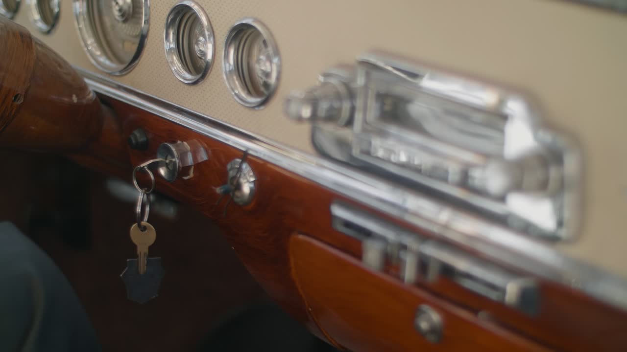 old car dashboard interior with radio
