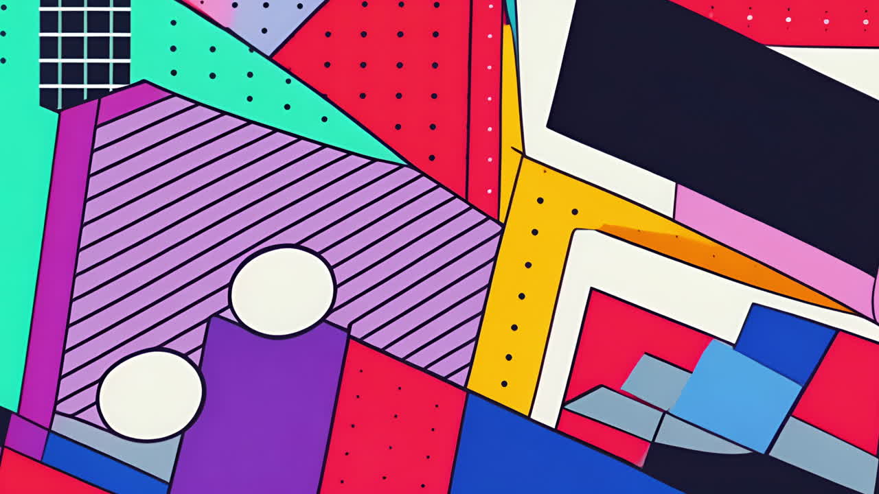 Abstract geometric shapes and patterns animation with vibrant colors and lines