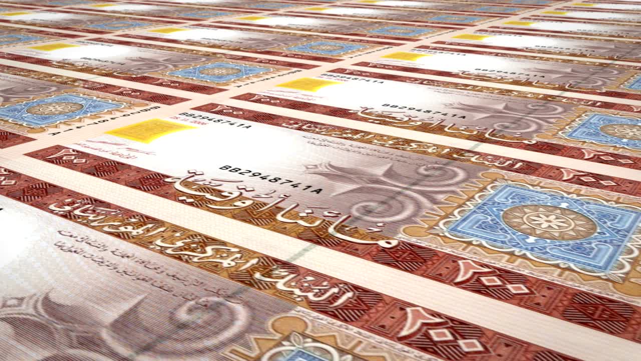 Banknotes of one hundred mauritanian ouguiya of Mauritania, cash money, loop