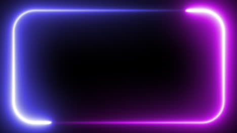 a frame of two pink and blue rectangles with rounded edges, neon colors flowing counterclockwise, creating a great contrast with the dark background