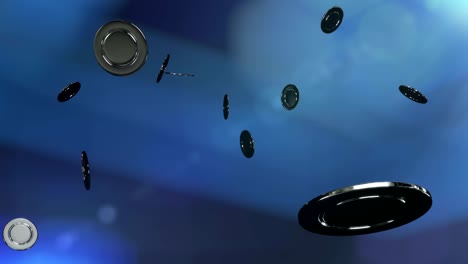 las fichas de plata del casino cayendo