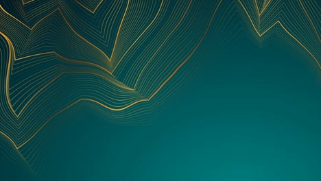 fondo de movimiento abstracto turquesa con patrón de líneas curvas doradas