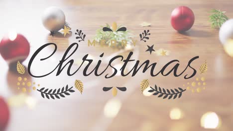 animation of merry christmas text over christmas decorations