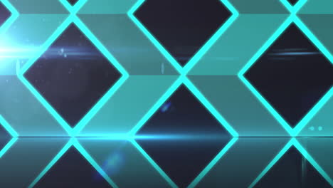 animación de una red de formas de diamante verde brillante sobre un fondo negro