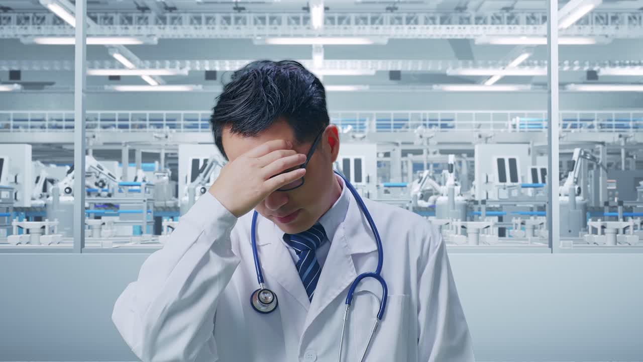 Stressed Doctor in a Manufacturing Facility