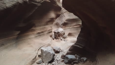 nice movement of the camera backwards touring the barranco de las vacas where the beauty of the passage of time and erosion can be appreciated