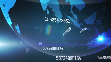 animación de números cambiantes y procesamiento de datos en todo el mundo