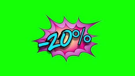 20% venta de arte pop animación de bucle de explosión