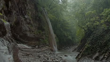 mountain waterfall in a lush forest