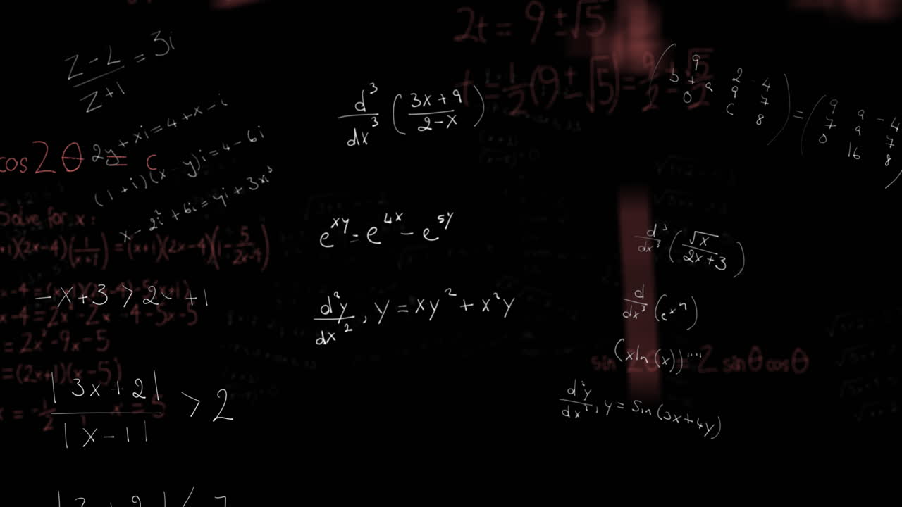 animación de una ecuación escrita a mano en pantalla negra