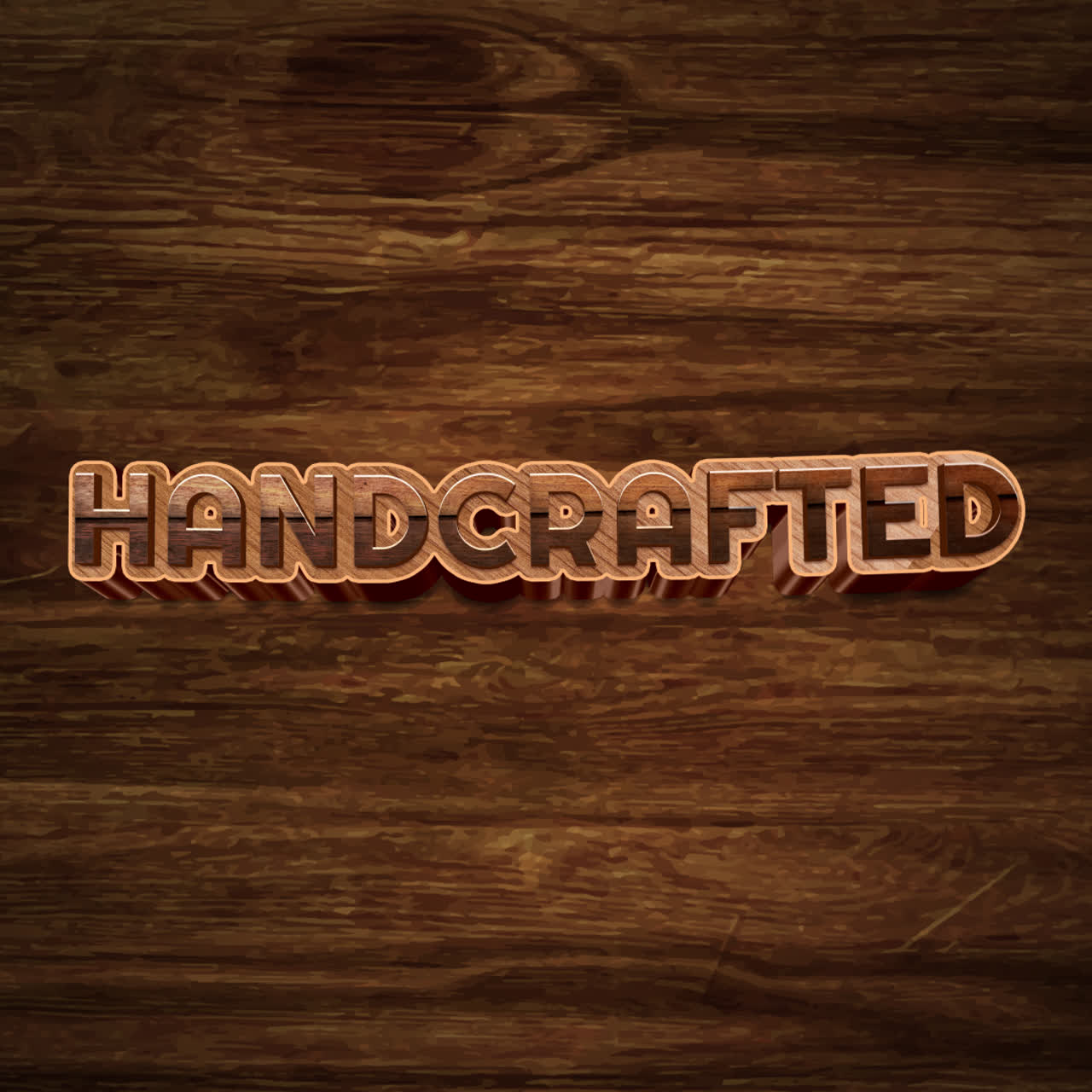 Handcrafted Wood Text on Wooden Background