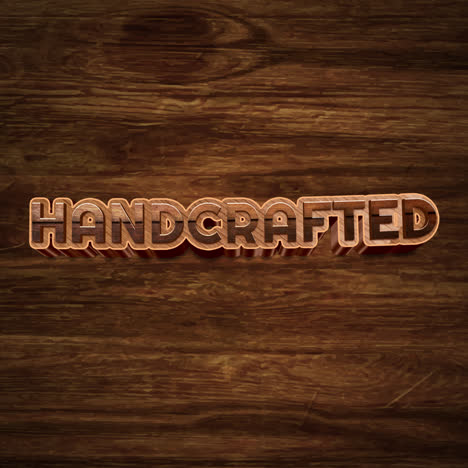 handcrafted wood text on wooden background