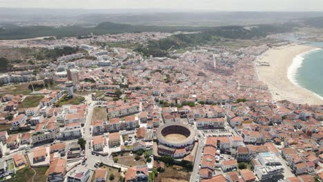 nazare: panoramic aerial view of the city and seaside