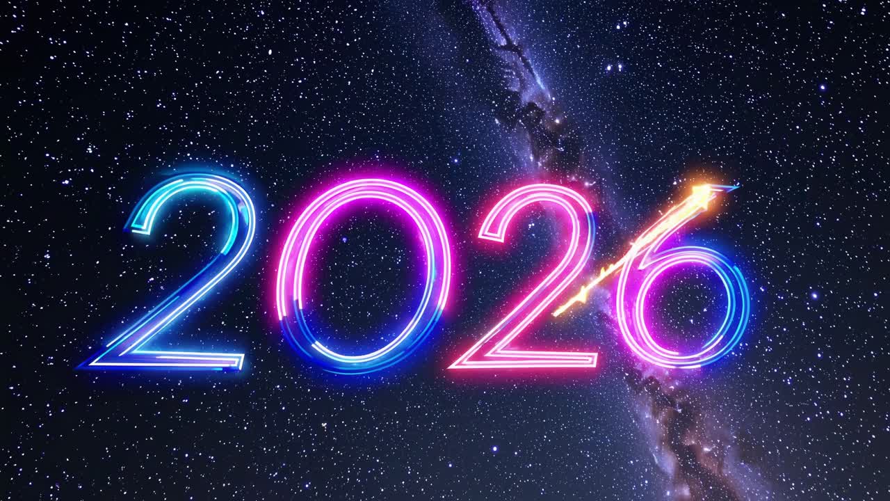Neon 2026 Space Galaxy Background
