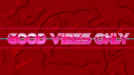 animation of good vibes only in digital red abstract space