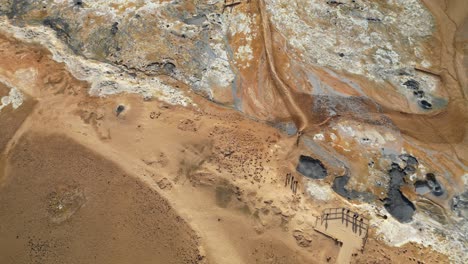 un pequeño grupo de personas explorando el área geotérmica islandesa.