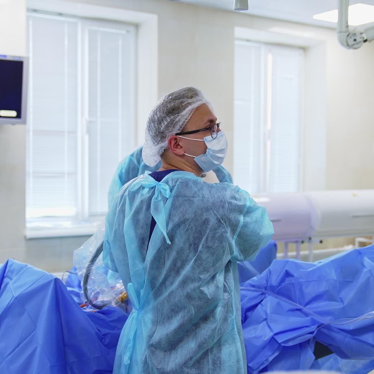 Da Vinci surgeon modern robot. Surgery robotic operation innovation