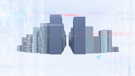 animation of lights, data processing and buildings in white space
