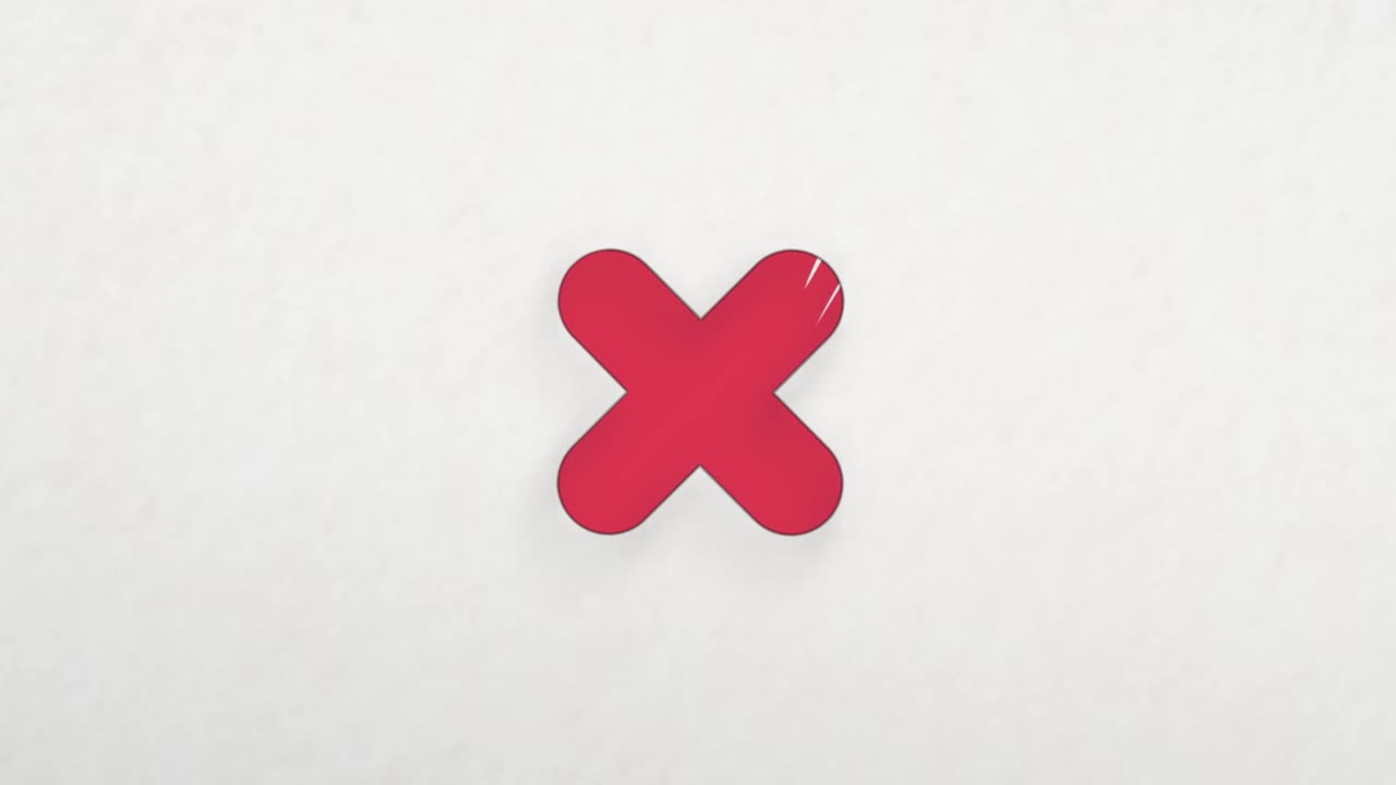 Cross mark icon with color drawing effect. Doodle animation. 4K