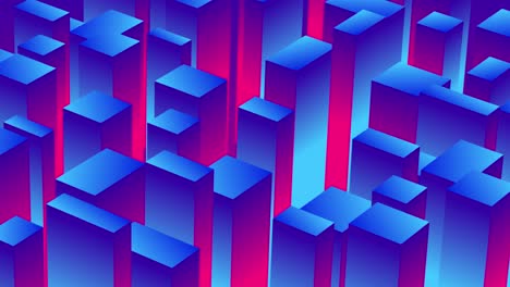 3d animation cubes motion graphics movement wiggle shapes retro gradient colour visual effect background up down 4k pink blue