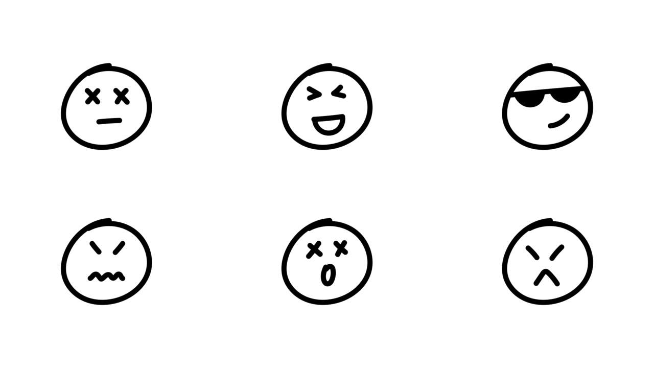 Hand-Drawn Doodle Emojis Displaying Various Emotions
